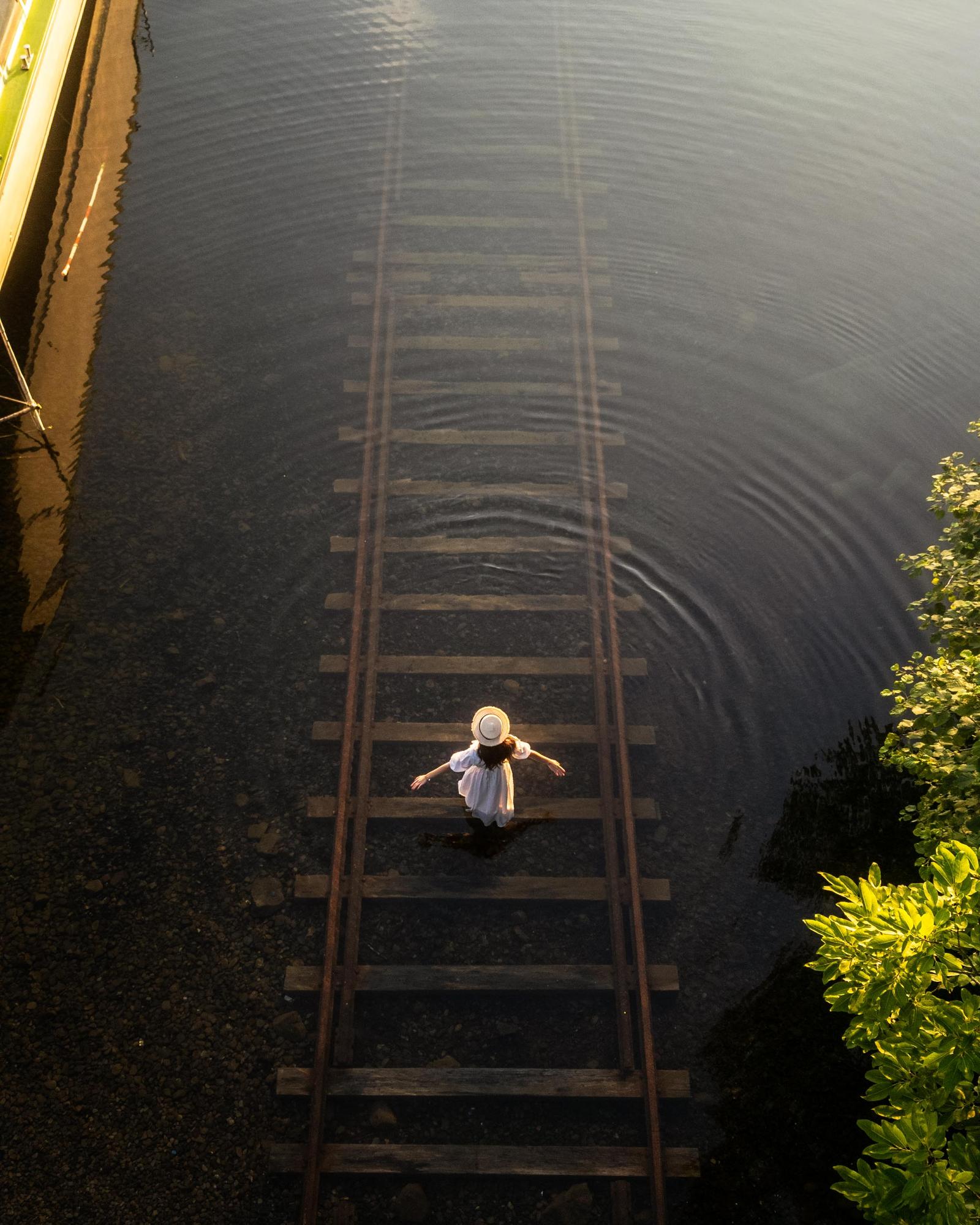 然別湖湖底線路 (ドローン)の写真