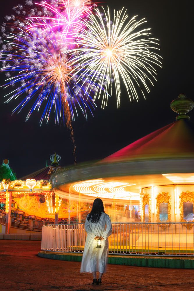 北海道グリーンランド 花火の写真